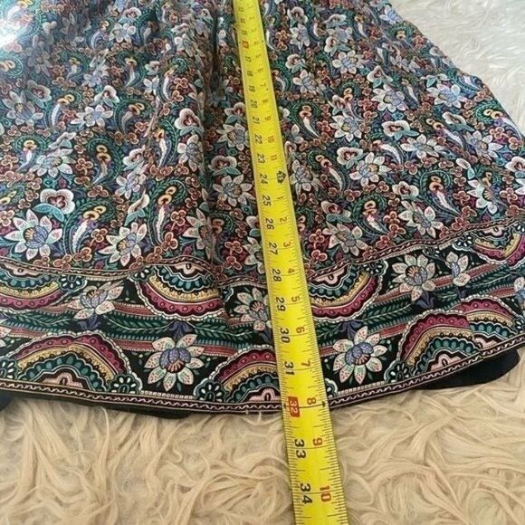 Vintage 70s Chaus Womens Pastel Rainbow Floral Print pleated Midi Skirt A-line - Picture 7 of 7